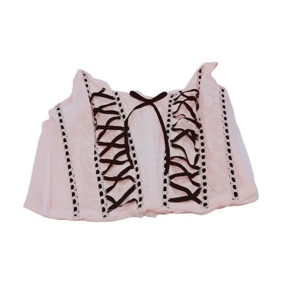 NWOT Victoria Secret Dream Angels Corset M-DD / 36DD Pink & Black - Picture 2 of 4